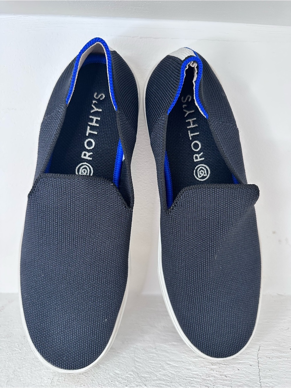 Rothy's Women’s Slip-On Loafers in Navy with Blue Trim